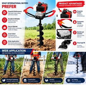 Tarière thermique 42,7 cm³ homologuée CE, 2 temps, pour creuser des trous, idéale pour la plantation d'arbres, le jardinage et l'agriculture – Vente chaude - Product Image 3