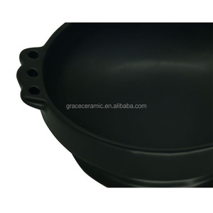 Bol en céramique classique <span class=keywords><strong>noir</strong></span> <span class=keywords><strong>mat</strong></span> pour plats traditionnels éthiopiens Tabia et Shekla, plat à viande éthiopien pour KITFO - Product Image 4