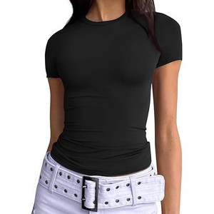 Camiseta Ajustada de Manga Corta/Larga para Mujer, Estilo Casual, para Primavera/Verano - Product Image 3