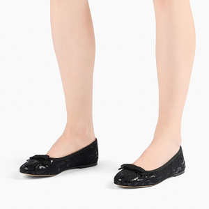 Custom Round Toe PU Lace Ballet Flats <strong>for</strong> <strong>Women</strong> Wholesale Plus Size Slip on Bow Piping Trim Black Red <strong>Shoes</strong> - Product Image 6