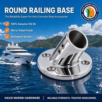 Accessoires de quincaillerie pour bateaux et yachts, base de garde-corps ronde en acier inoxydable 316, 60 degrés, tube de 25 mm, fixation de main courante, poteau de maintien