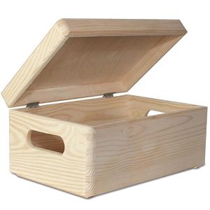 Hộp Gỗ Lớn Lưu Trữ Đồ Chơi Lưu Trữ Gỗ Đồng Bằng Có Nắp | Có Tay Cầm | Ngực Không Sơn Hoàn Hảo Cho Tài Liệu - Product Image 2