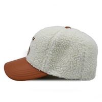 Gorra de béisbol de invierno cálida de lana de 6 paneles a la moda personalizada, gorra de béisbol con visera de piel sintética al por mayor
