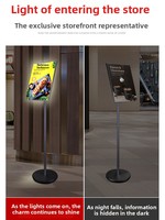 Présentoir publicitaire lumineux en alliage d'aluminium pour affiches promotionnelles, support sur pied personnalisé