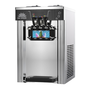 Machine à crème glacée molle verticale de petite taille en acier inoxydable certifiée CE, trois couleurs, pour un usage domestique, alimentation électrique - Product Image 1
