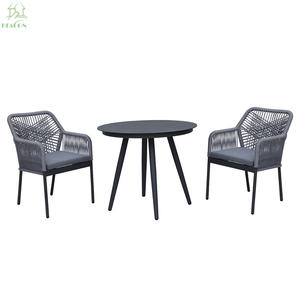 Muebles de exterior, cuerda de aluminio, patio tejido, cafetería, mesa y sillas, juego de mesa de comedor, 2 sillas para restaurante y bares - Product Image 1