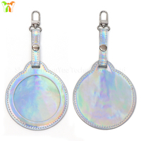 YY réutilisable PU cuir rond étiquette de bagage étanche extérieur petite pochette sac multicolore dessin animé pendentif porte-Badge