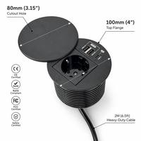 Prise de bureau à charge rapide GaN 65W, norme européenne, avec chargeur USB-C PD pour ordinateur portable, couvercle étanche, multiprise de table 80mm