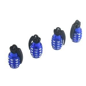 Tapas de válvula Grenade de aleación de aluminio negras, tipo atornillable, para coche, motocicleta, cubierta de válvula de aire, accesorios - Product Image 2