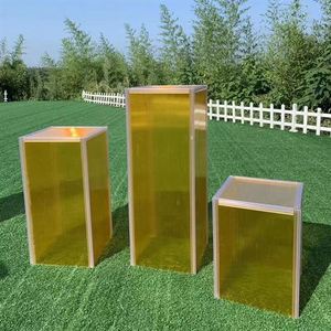 Venta caliente de <span class=keywords><strong>la</strong></span> boda pedestal de cristal colorido soporte de exhibición de cristal cuadrado fiesta pilares para eventos - Product Image 3