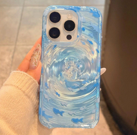 Nouvelle coque de téléphone antichoc en silicone tendance style INS avec motif tourbillon laser poisson océanique mignon pour iPhone 13 11 12 14 15 16 17 Pro Max