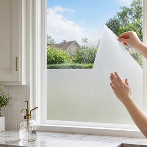 Films <span class=keywords><strong>de</strong></span> confidentialité imperméables pour salle <span class=keywords><strong>de</strong></span> bain, autocollants <span class=keywords><strong>de</strong></span> fenêtre en PVC givré blanc mat auto-adhésifs pour la décoration des portes en verre <span class=keywords><strong>de</strong></span> la <span class=keywords><strong>maison</strong></span> et du bureau - Product Image 1