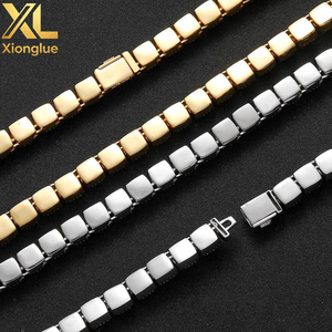 สร้อยคอเทนนิสแบบยูนิเซ็กซ์ OD 10 มม./12 มม. ประดับลูกปัดทอง 18K ร้อยเป็นเส้นตรง พร้อมจุดประดับเพชรซิร์คอน วัสดุทองแดง - Product Image 6