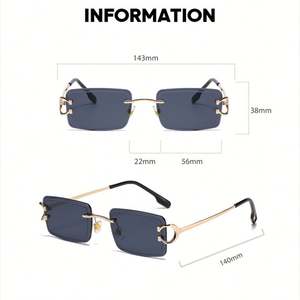 Gafas de Sol Cuadradas con Logotipo Personalizado, Diseño 2025, Sin Marco, Degradado, Protección UV400, Patillas de Aleación, Rectangulares, para Hombre y Mujer - Product Image 6