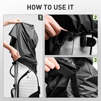 Amrta Housse de protection imperméable en nylon pour sac de golf, avec logo personnalisé, noire, type parapluie, pour sacs de golf à chariot, 50x55cm, convient à la plupart des sacs de golf