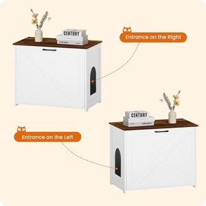 Mueble <span class=keywords><strong>para</strong></span> Arenero de Gatos Oculto, Entrada Reversible (Izquierda o Derecha), Baño, <span class=keywords><strong>Mesa</strong></span> Auxiliar, Blanco y Marrón Rústico - Product Image 6