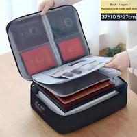 Sac de rangement pour documents de voyage - Tissu Oxford 600D, grande capacité, multicouche, imperméable, porte-cartes de passeport multifonctionnel