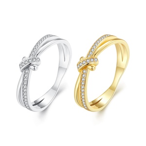 공장 925 스털링 실버 더블 레이어 매듭 손가락 반지 쌓을 수있는 반지 원래 디자인 고급 보석 SCR896 - Product Image 1