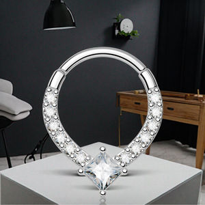 Helix Daith <span class=keywords><strong>Piercing</strong></span> pour femmes hommes <span class=keywords><strong>narine</strong></span> <span class=keywords><strong>Piercing</strong></span> clair CZ larme Septum Clicker acier inoxydable Cartilage boucle d'oreille - Product Image 6