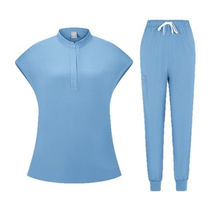 Women Sleeveless Scrub Set Moisture Wicking Knitted Split Uniform For Nurses Doctors Spa Dental Studio - Product Image 5