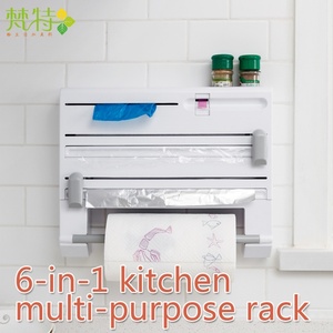 Factory Outlet Multi-function <b>Kitchen</b> Foil Paper Adhesive Tape Garbage Bag Plastic Wrap Holder Adjustable Storage Cutting <b>Rack</b> - Product Image 2