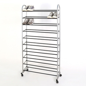 Étagère à chaussures multi-niveaux en métal Jinsheng avec roulettes, rangement autoportant pour la maison et le hall d'entrée - Product Image 3