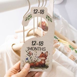 Personalized Cartoon Animal Engraved Wooden Hanging <b>Tag</b> Newborn <b>Clothes</b> Classification Divider Wooden Cutout Wholesale - Product Image 1