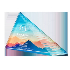 Placa de prisma biselada personalizada al por mayor - Premio de escalera de cristal óptico grueso - Product Image 2