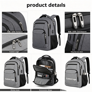 Sac à dos pour ordinateur portable avec logo personnalisé, sac à dos de voyage d'affaires antivol avec port de charge USB, sac à dos pour ordinateur portable imperméable - Product Image 2