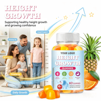 Complément alimentaire pour la croissance osseuse OEM, gommes pour la croissance en hauteur pour enfants avec calcium, vitamine D3, bonbons gommeux pour la confiance en soi, 60 unités