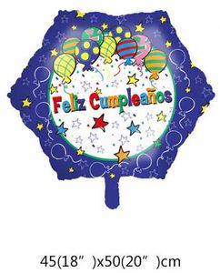 18 Inch Spanish Feliz Cumpleanos Happy Birthday Film Party <b>Decoration</b> Octagonal Hexagonal Aluminum Foil <b>Balloon</b> - Product Image 4