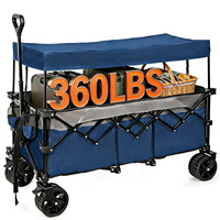 Chariot de camping pliable à quatre roues en acier haute teneur en carbone, imperméable, extra long, surdimensionné, grande capacité, chariot utilitaire