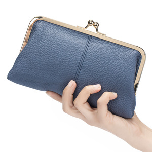 Ando Bag Genuine Cowhide Leather Long <b>Wallet</b> <b>Women</b> Kiss Lock Clutch with <b>Card</b> Slots - Product Image 3
