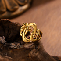 Bague ouverte tendance pour femme, créative, minimaliste, de luxe, haut de gamme, en acier inoxydable plaqué or 18 carats, pour usage quotidien, cadeau