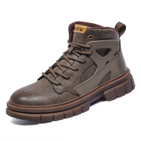 Bottes de randonnée montantes pour hommes, grandes tailles, à jambes larges, en cuir, à lacets, semelle extérieure en caoutchouc, style moto, décontractées, pour la marche, personnalisables OEM/OEM