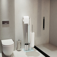 Support de brosse de toilette sur pied moderne personnalisé et porte-rouleau de papier en acier inoxydable pour salle de bain salle de bain salle de douche utilisation hôtel