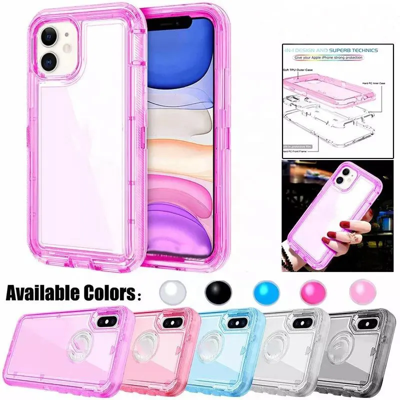 3 in 1 Hot Selling Full Protect Hard Cases For iPhone X Xs Max XR Case Clear PC Bumper Covers For 12 Pro Max 11 Silicone Shell