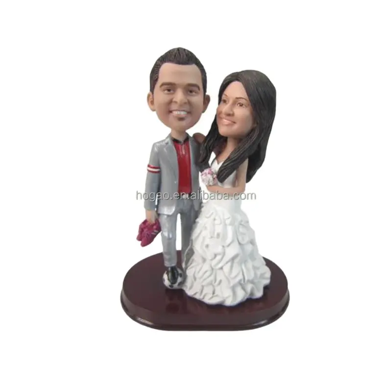 Customized Special Skater And Boxer Wedding Cake Topper 7" Couple Bobbleheads