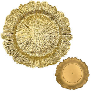 <span class=keywords><strong>Assiettes</strong></span> rondes en plastique doré de 13 pouces pour la décoration de table, mariage, Thanksgiving, Noël, pour les <span class=keywords><strong>assiettes</strong></span> à dîner - Product Image 1