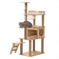 MEEW All-in-One Woll-Glas Umweltfreundlicher Langlebiger Katzenbaum Geschlossenes Katzenhaus Transparente Raumkapsel Kippsicherer Stabiler Karton