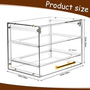 Vitrina de repostería de acrílico de encimera comercial de 2 capas personalizada vitrina de panadería ecológica de estilo moderno transparente - Product Image 3