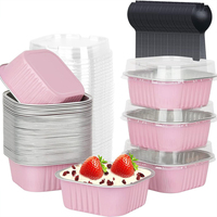 Gobelet à gâteau carré en aluminium épais de 150 ml, pour tiramisu, mousse, pudding au chocolat, boîte à dessert, résistant à la chaleur, pour la cuisson au four, vente en gros