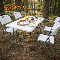 Table pliante portable blanche en plastique pour événements, 6 pieds ou 8 pieds, idéale pour dîner, barbecue, pique-nique et camping – Vente en gros