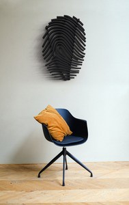 Art mural en bois d'empreintes digitales SENS fait à la main noir bois naturel Design paramétrique décoration murale moderne pour salon bureau - Product Image 3