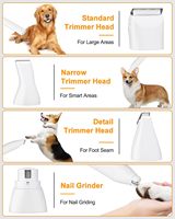 Tondeuse à cheveux électrique 4-en-1 pour animaux de compagnie Tondeuse à cheveux sans fil rechargeable par USB Kit de toilettage pour chiens avec broyeur à ongles Kit de toilettage pour chiens