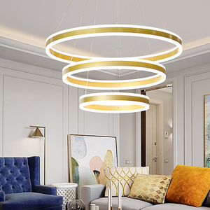 Металлические подвесные светильники, Коричневые круглые светодиодные Современные Люстры, освещение, Золотое кольцо, люстры, подвесные светильники - Product Image 5