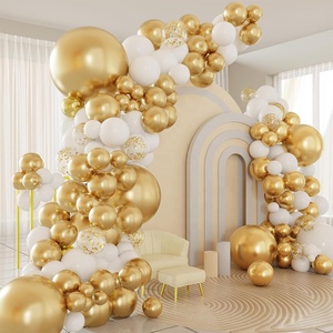 Kit Decorazione <span class=keywords><strong>per</strong></span> Festa di Anniversario di Matrimonio, Palloncini Cromati Oro Opaco e Bianco con Ghirlanda di Palloncini Dorati con <span class=keywords><strong>Coriandoli</strong></span> - Product Image 5