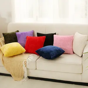 Nordic Solid Modern Stripe Manufacturer Wholesale Home Sofa Decor Custom Plain Corduroy Cushion Cover Pillowcase