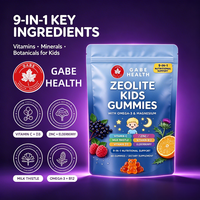 Complément alimentaire en gommes de zéolite pour enfants en gros, 9-en-1 Oméga-3, Magnésium, Vitamine C, D3, B12, Zinc, Sureau, 60 Gommes pour l'immunité, OEM