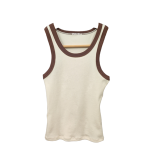Camiseta sin mangas de algodón orgánico acanalada de color liso para mujer, estilo casual y elegante, ideal para primavera/verano. - Product Image 1